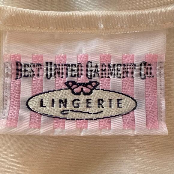 Best United Garment Co. Lingerie Cream Slip / Slip Dress Sz MED Satin and Lace - Picture 7 of 9